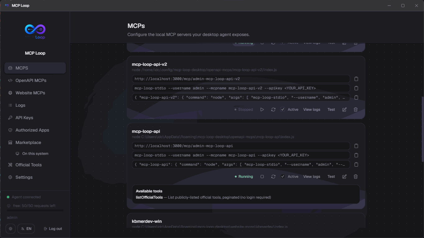 mcp list dark
