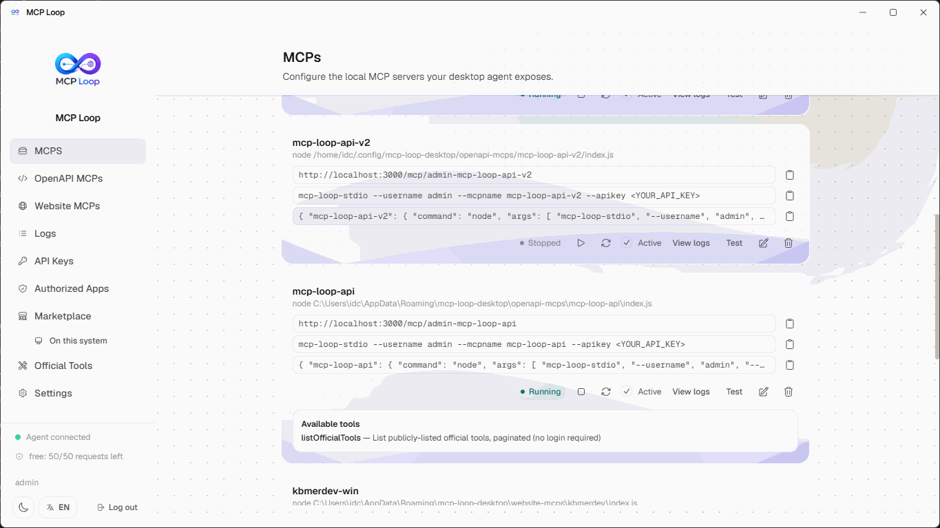 mcp list light